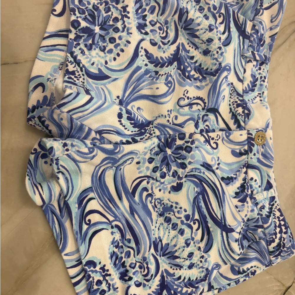Lilly Pulitzer Blue and White High Waist Shorts